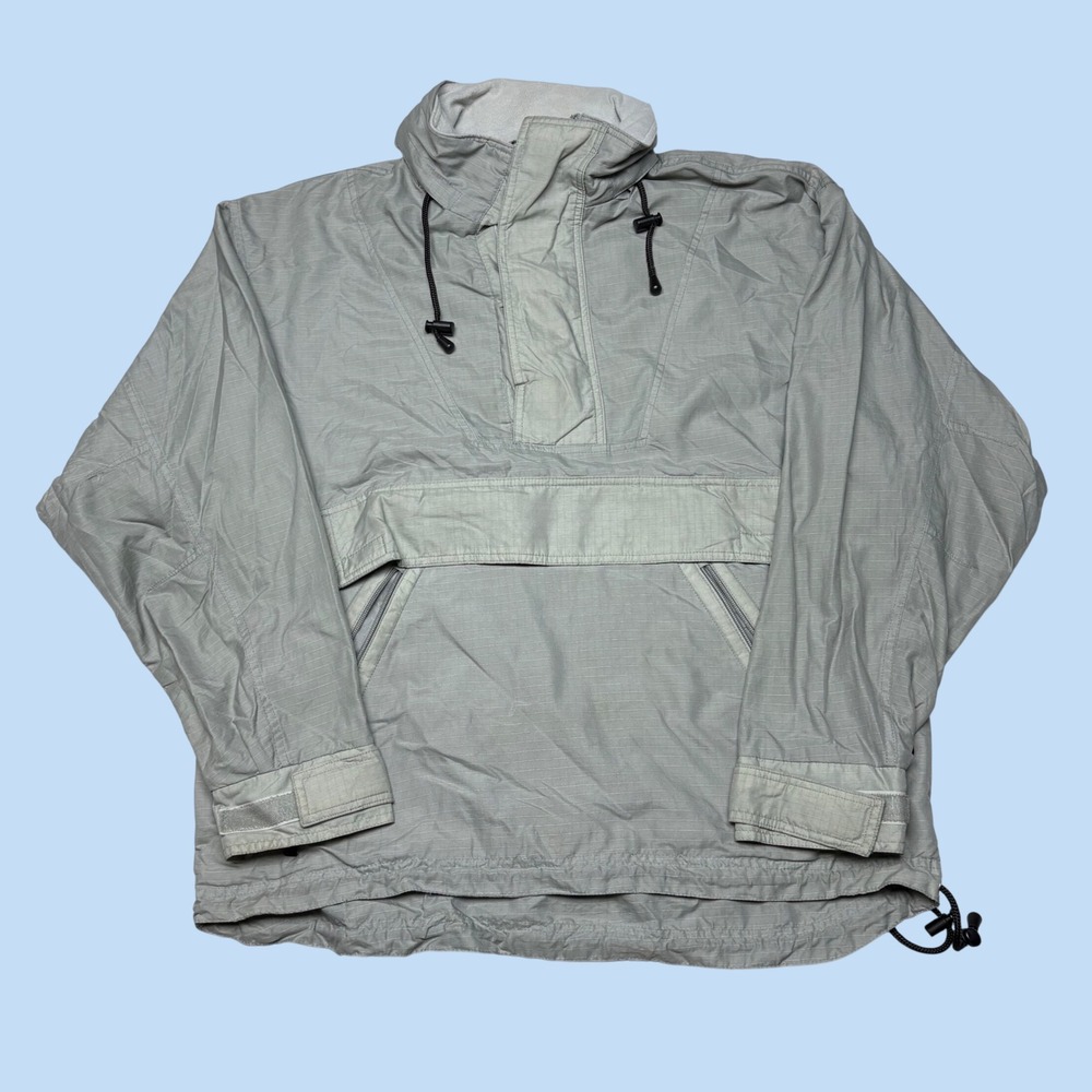 Vintage Gap Mens Grey Ripstop Nylon Anorak Windbreaker Jacket Size M 1671